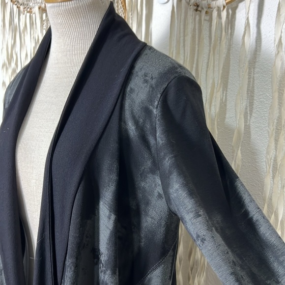 Ronan Chen Black Gray Lagen Look Open Front Cardigan Size 3(M) - Picture 4 of 10
